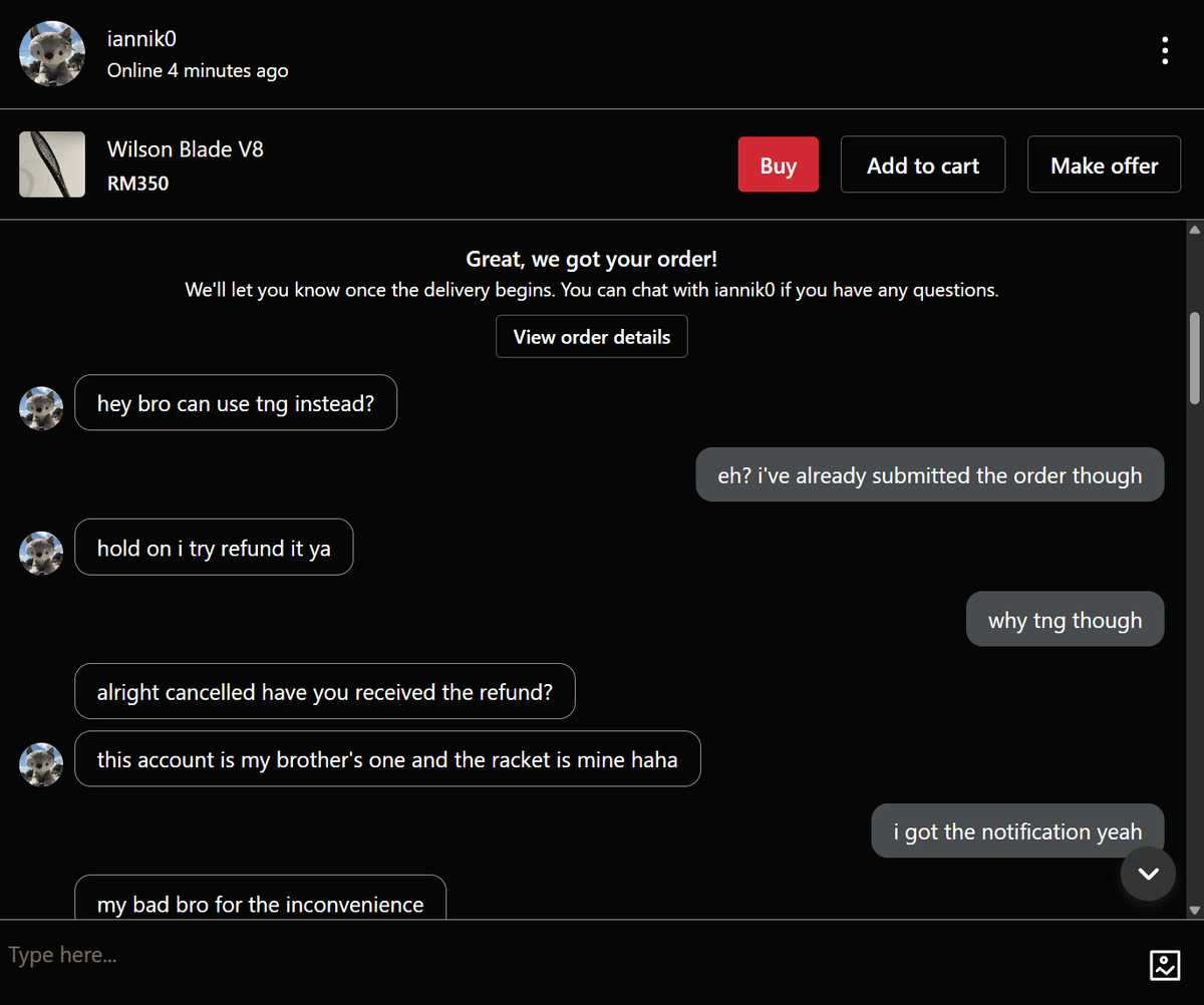 Carousell chat screenshot 1 showing conversation with IAN KAMIL BIN IRWAN KAMIL (Ian Kamil) phone 012-9787215 from Ipoh Perak Malaysia