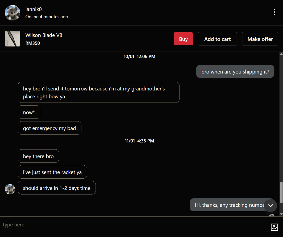 Carousell chat screenshot 4 showing conversation with IAN KAMIL BIN IRWAN KAMIL (Ian Kamil) phone 012-9787215 from Ipoh Perak Malaysia